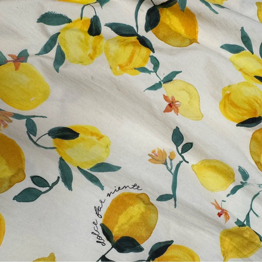 H&M Lemon Print Smocked Sundress White Yellow Sleeveless S Bonus earrings NWT - Picture 8 of 16